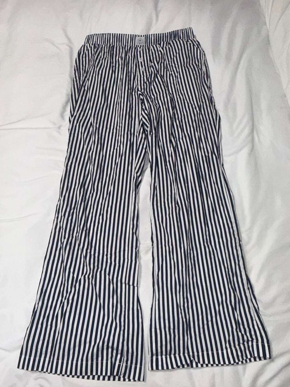 Happily Grey Striped Wide Leg Lounge Pants Size L